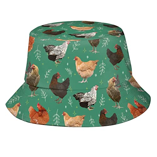Unisex Funny Chicken Print Chick Bucket Hat