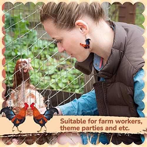 Cute Farm Chicken Earrings - 6 Pairs
