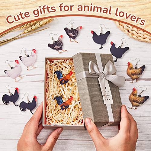 Cute Farm Chicken Earrings - 6 Pairs