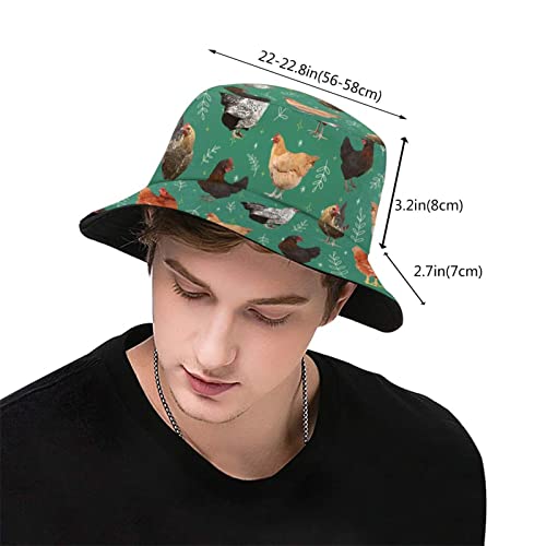 Unisex Funny Chicken Print Chick Bucket Hat