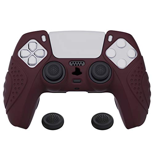 PlayVital Guardian Edition Wine Red Silicone Case for PS5 Controller