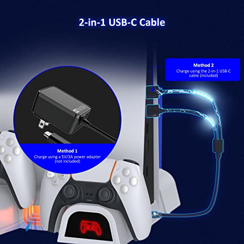 PS5 Stand with Cooling Fan, Game Storage & Charging