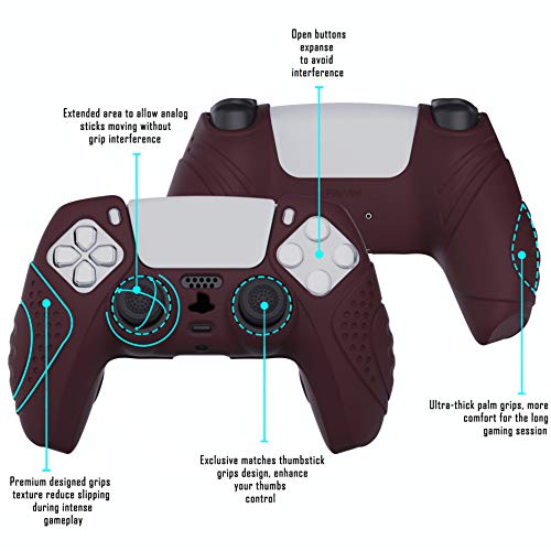 PlayVital Guardian Edition Wine Red Silicone Case for PS5 Controller