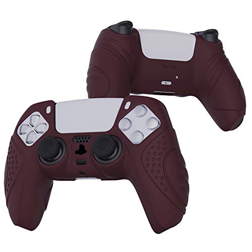 PlayVital Guardian Edition Wine Red Silicone Case for PS5 Controller