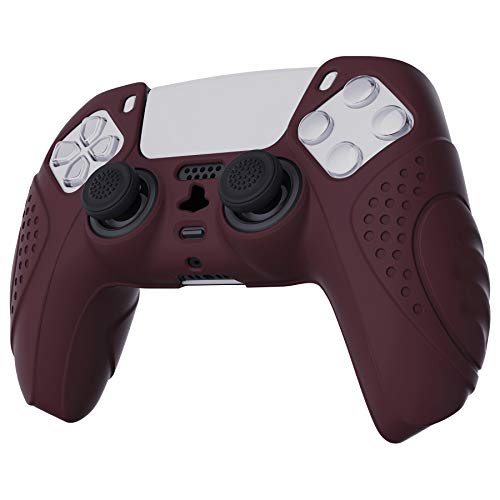 PlayVital Guardian Edition Wine Red Silicone Case for PS5 Controller