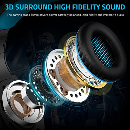 LED Gaming Headset with Mic for Multiple Devices