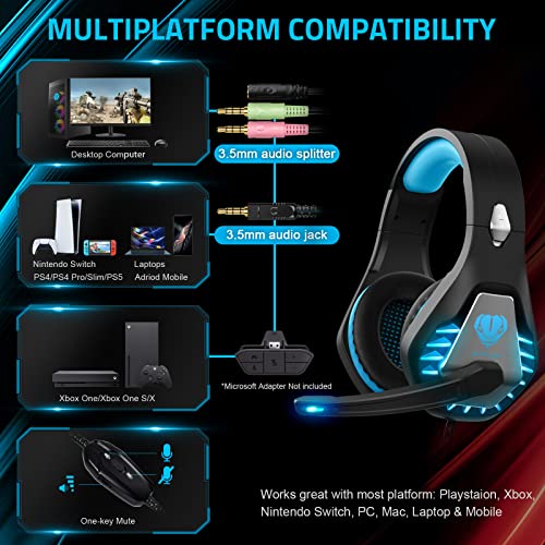 LED Gaming Headset with Mic for Multiple Devices