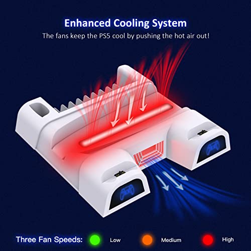 PS5 Stand with Cooling Fan, Game Storage & Charging