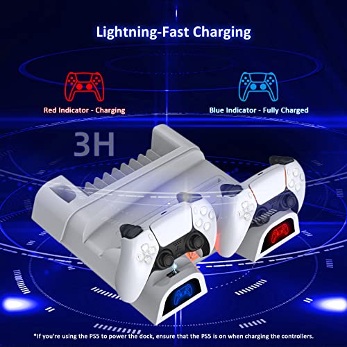 PS5 Stand with Cooling Fan, Game Storage & Charging