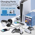 PS5 Stand with Cooling, Charging, 12 Slots & Holder