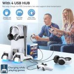 PS5 Stand with Cooling, Charging, 12 Slots & Holder