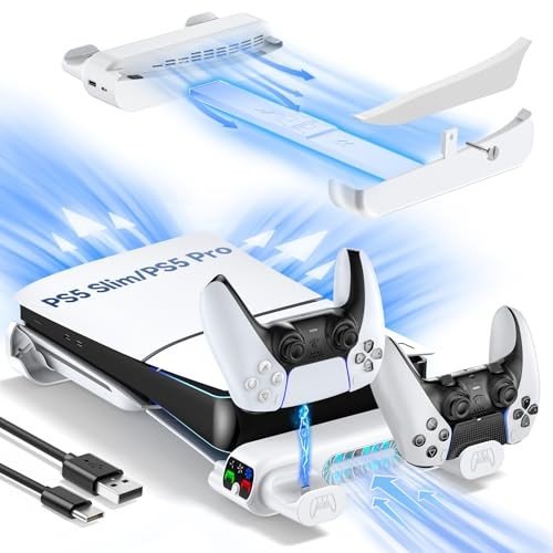 Tokluck PS5 Slim/Pro Cooling Stand with Charger