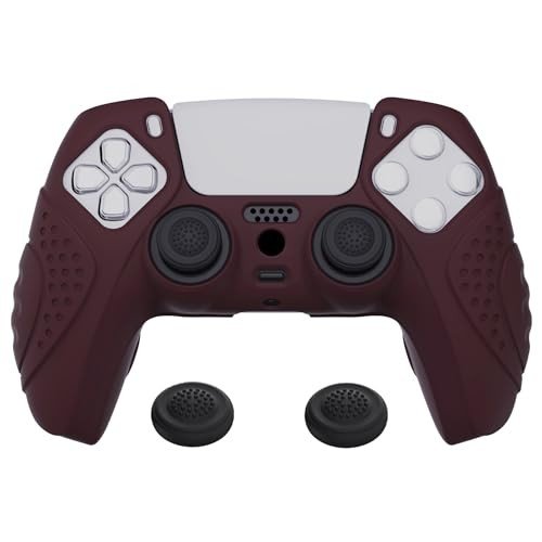 PlayVital Guardian Edition Wine Red Silicone Case for PS5 Controller