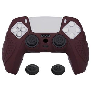 PlayVital Guardian Edition Wine Red Silicone Case for PS5 Controller