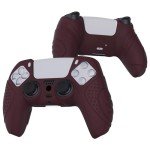 PlayVital Guardian Edition Wine Red Silicone Case for PS5 Controller