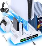 PS5 Stand with Cooling, Charging, 12 Slots & Holder