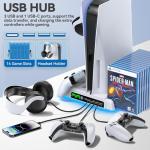PS5 Stand with Cooling, Charging, 12 Slots & Holder