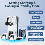 PS5 Stand with Cooling, Charging, 12 Slots & Holder