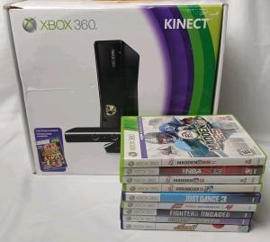 Xbox 360 Console with Kinect and 9 Games