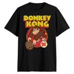 Donkey Kong Barrel Throw Black T-Shirt for Adults