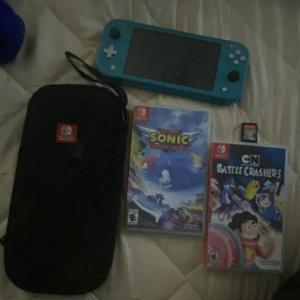 Nintendo Switch Lite Turquoise Bundle with Case & Games