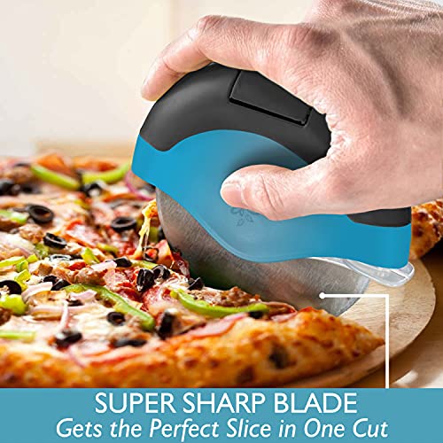 Blue Pizza Cutter Wheel - Super Sharp and Easy to Clean