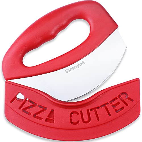 Suanyok Premium Pizza Cutter Rocker Slicer (Red)