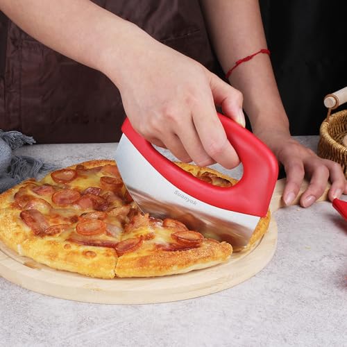 Suanyok Premium Pizza Cutter Rocker Slicer (Red)