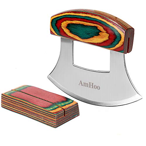 Amhoo Mezzaluna Ulu Knife Set with Wood Handle