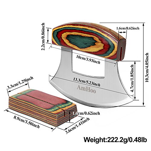 Amhoo Mezzaluna Ulu Knife Set with Wood Handle