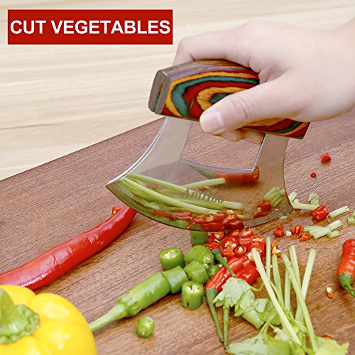 Amhoo Mezzaluna Ulu Knife Set with Wood Handle