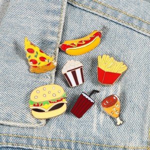 Food-Themed Enamel Pins: Pizza, Burgers, Fries & More