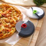 Stainless Steel Round Pizza Cutter with Lid Roller