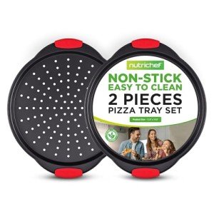 Non-Stick Round Pizza Tray with Silicone Handle
