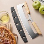 14-Inch Stainless Steel Pizza Cutter with Wooden Handles