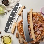 14-Inch Stainless Steel Pizza Cutter with Wooden Handles