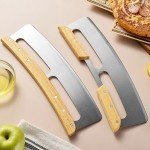 14-Inch Stainless Steel Pizza Cutter with Wooden Handles