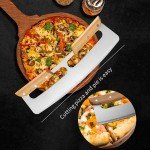 14-Inch Stainless Steel Pizza Cutter with Wooden Handles