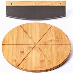 Bamboo Pizza Board Set with Large Cutting Knife