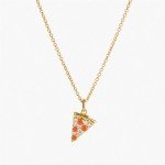 Personalized Pizza Necklace with Red Zircon Pendant