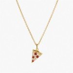 Personalized Pizza Necklace with Red Zircon Pendant