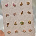 Cute Food Zircon Stud Earrings for Women