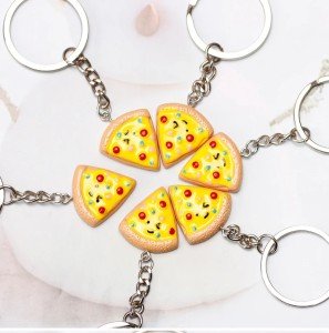 Kawaii Pizza Pendant Keychain for Friends