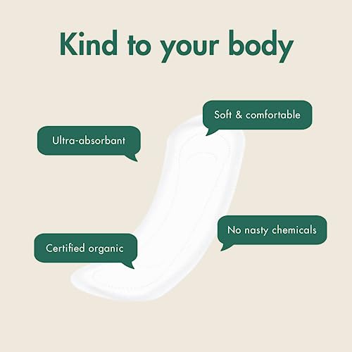 Organic Cotton Sanitary Pads for Women - Plantbased & Absorbent (14 Count)