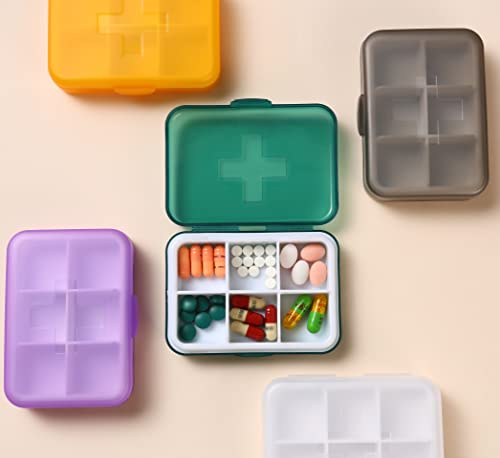 Purple Portable Pill Box with 6 Compartments