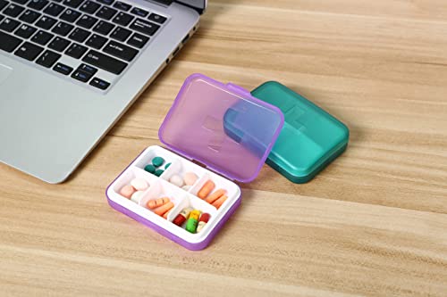 Purple Portable Pill Box with 6 Compartments