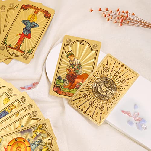 CROSARCE Holographic Tarot Cards Deck Set - 78 Gold Foil