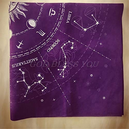 Velvet Astrology Tarot Cloth: 12 Constellations Design (Purple)