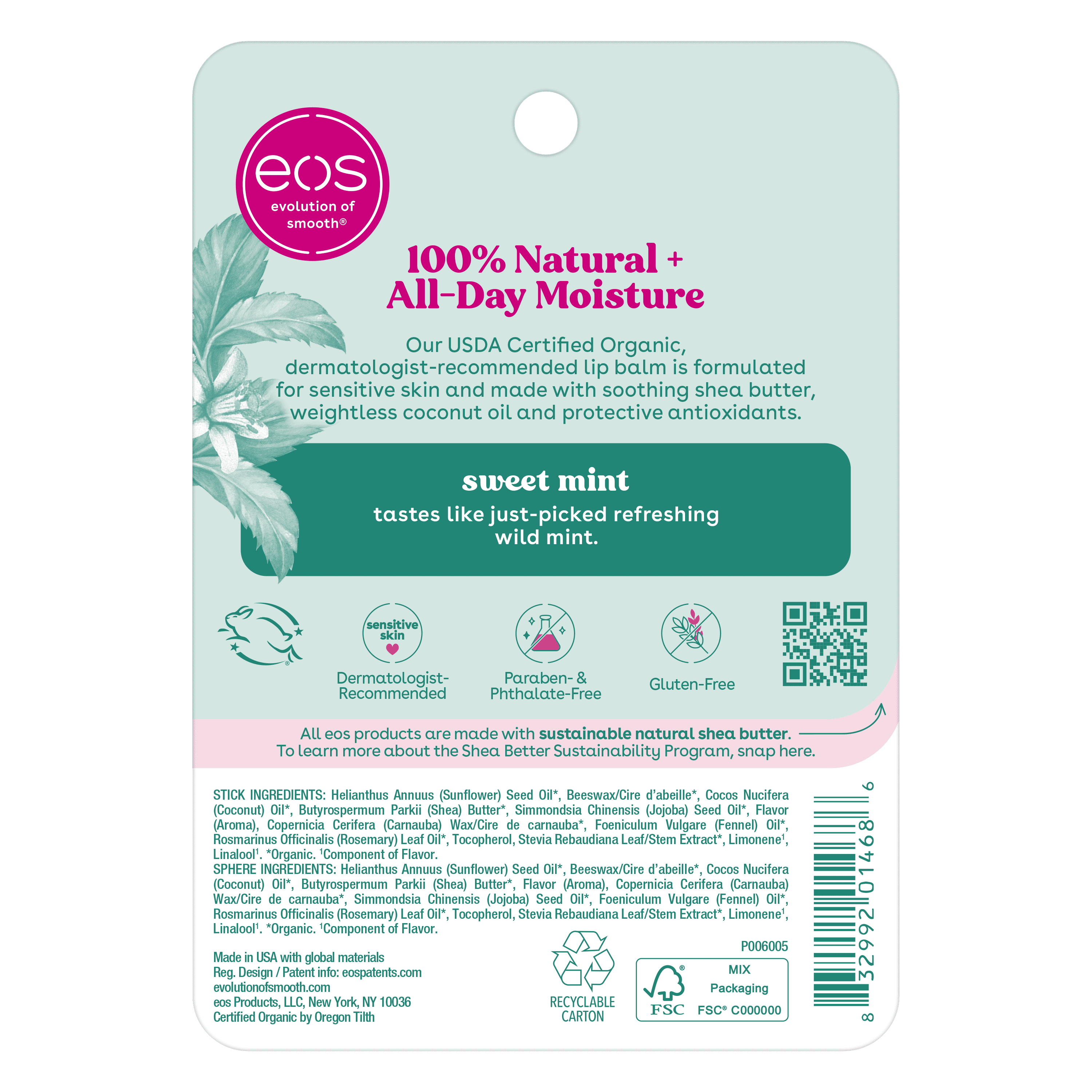 eos 100% Natural Organic Lip Balm - Sweet Mint