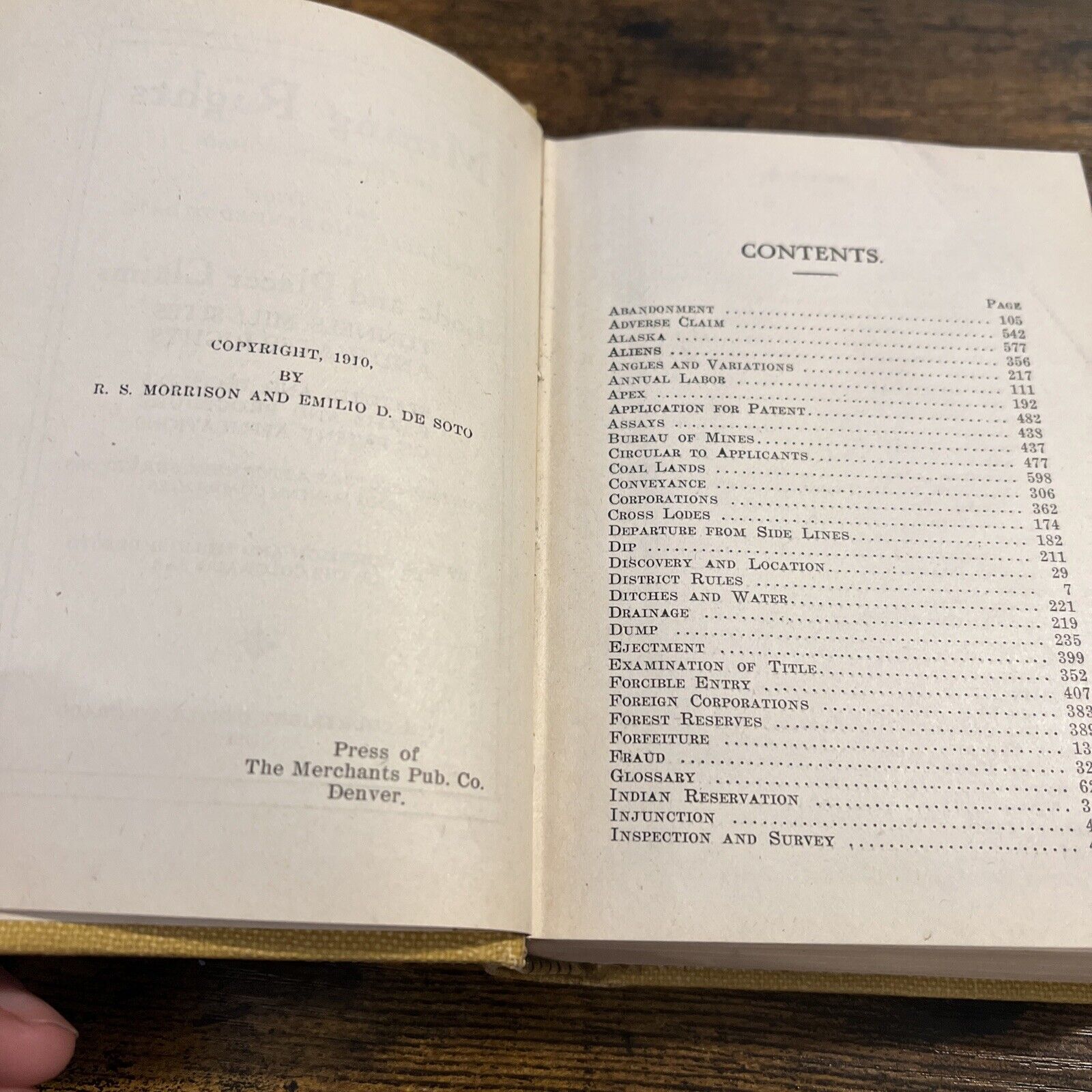 Gold Mining Claims for Sale - 1910 Morrison's